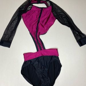 Raspberry and Black Leotard
